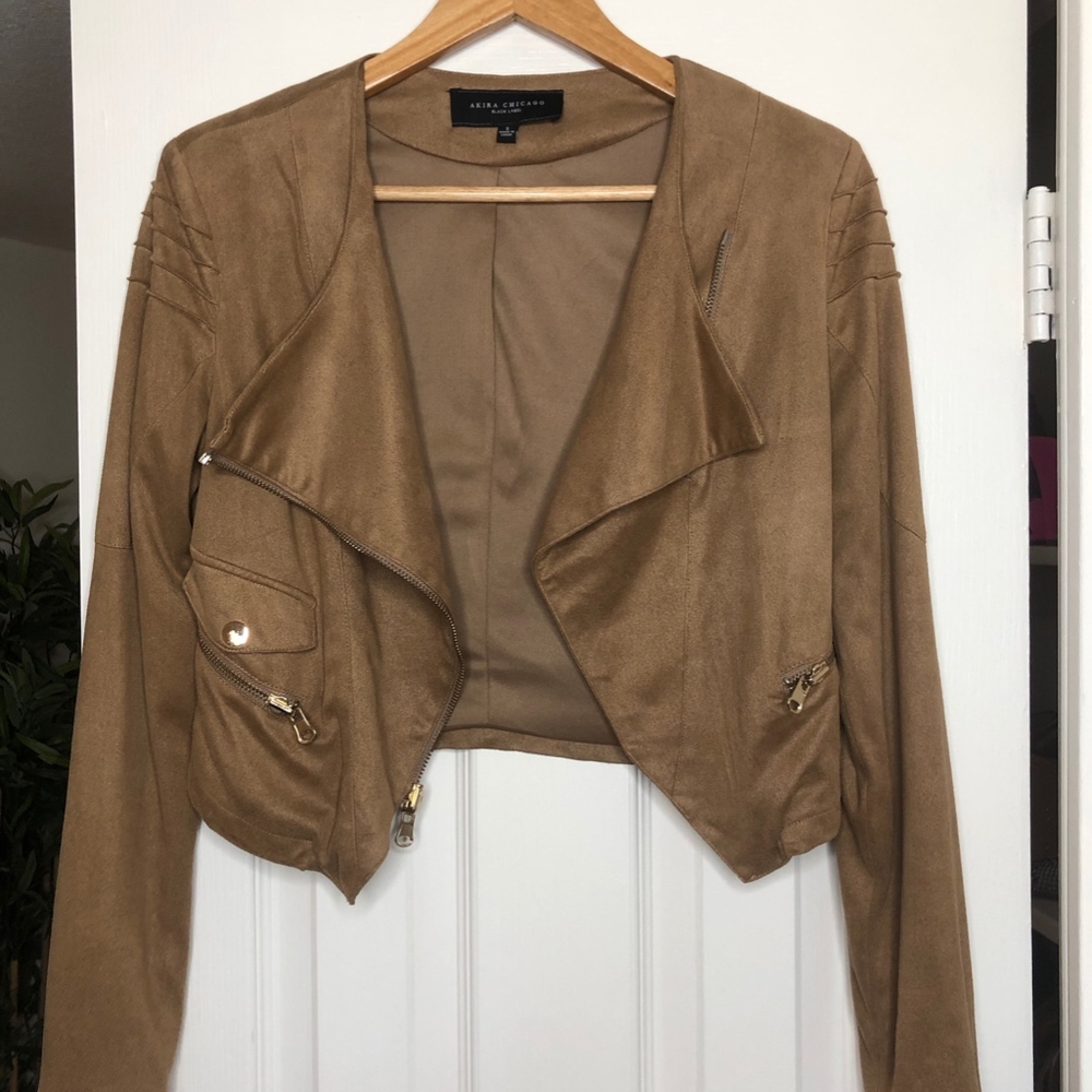Sued Light Brown Biker Jacket